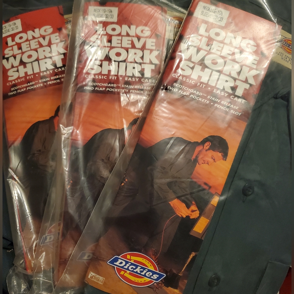 Three Dickies Long Sleeve Work Shirts NIB